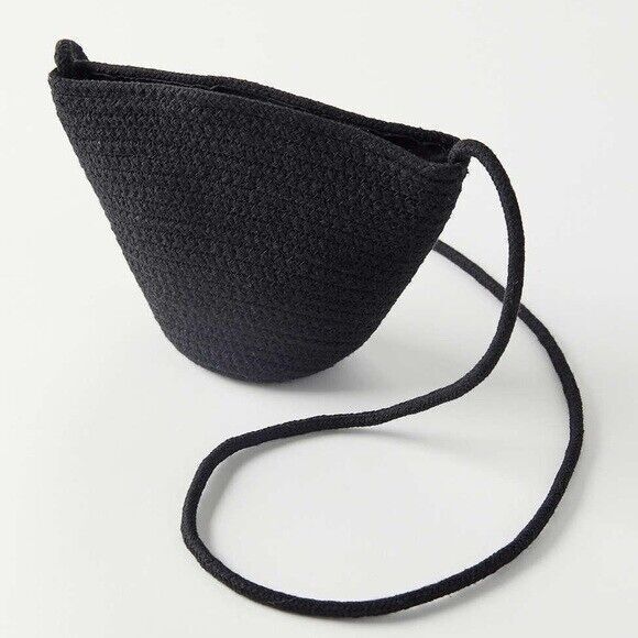 Urban Outfitters UO  Iris Woven Crossbody Bag NWT Small Purse Black Boho Natural - Picture 1 of 9